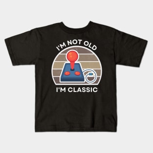 I'm not old, I'm Classic | Joystick | Retro Hardware | Vintage Sunset | Sepia | '80s '90s Video Gaming Kids T-Shirt